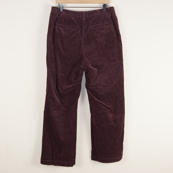 Uniqlo Wide Leg Dark Red Wine Corduroy Pants Womens Sz XL - Picture 3 of 9